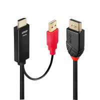Lindy 41428, 5 m, DisplayPort, HDMI + USB, Männlich, Männlich, Gold