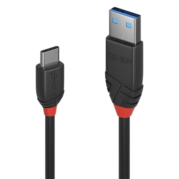 Lindy 36915, 0,5 m, USB A, USB C, USB 3.2 Gen 1 (3.1 Gen 1), 10 Gbit/s, Schwarz