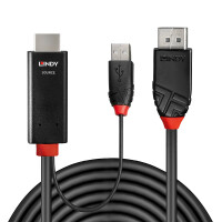 Lindy 41499, 2 m, HDMI + USB Type-A, DisplayPort,...