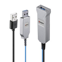 Lindy 43345, 30 m, USB A, 2 x USB A, USB 3.2 Gen 1 (3.1 Gen 1), 5 Gbit/s, Blau, Silber