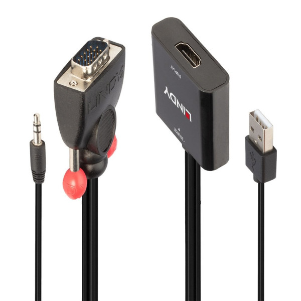 Lindy 38284, VGA (D-Sub) + 3.5mm, HDMI + USB, Männlich, Weiblich, Gerade, Gerade