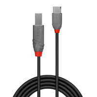Lindy 36942, 2 m, USB C, USB B, USB 2.0, 0,48 Gbit/s, Schwarz