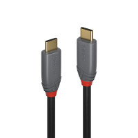 Lindy 36900, 0,5 m, USB C, USB C, 10 Gbit/s, Schwarz, Grau