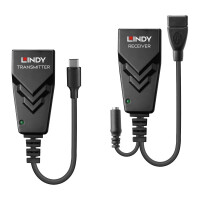 Lindy 43390, Netzwerksender & -empfänger, 100 m, 480 Mbit/s, Cat5e, Cat6, CH317Q, CH9317, RTL8211E, Schwarz