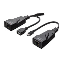 Lindy 43390, Netzwerksender & -empfänger, 100 m, 480 Mbit/s, Cat5e, Cat6, CH317Q, CH9317, RTL8211E, Schwarz