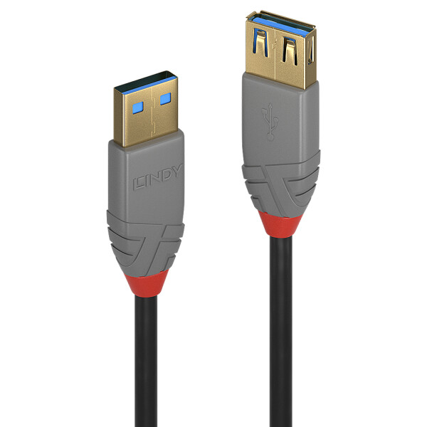Lindy 36760, 0,5 m, USB A, USB A, USB 3.2 Gen 1 (3.1 Gen 1), 5 Gbit/s, Schwarz