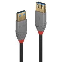 Lindy 36760, 0,5 m, USB A, USB A, USB 3.2 Gen 1 (3.1 Gen 1), 5 Gbit/s, Schwarz