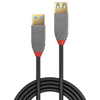 Lindy 36763, 3 m, USB A, USB A, USB 3.2 Gen 1 (3.1 Gen 1), 5 Gbit/s, Schwarz