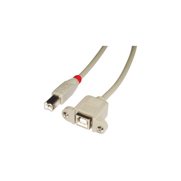 Lindy 31801, 1 m, USB B, USB B, USB 2.0, Männlich/Weiblich, Grau
