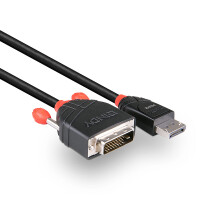 Lindy 41493, 5 m, DVI-D, DisplayPort, 2,7 Gbit/s, Schwarz, Männlich/Männlich