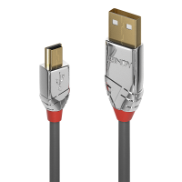 Lindy 36632, 2 m, USB A, Mini-USB B, USB 2.0, 0,48 Gbit/s, Grau