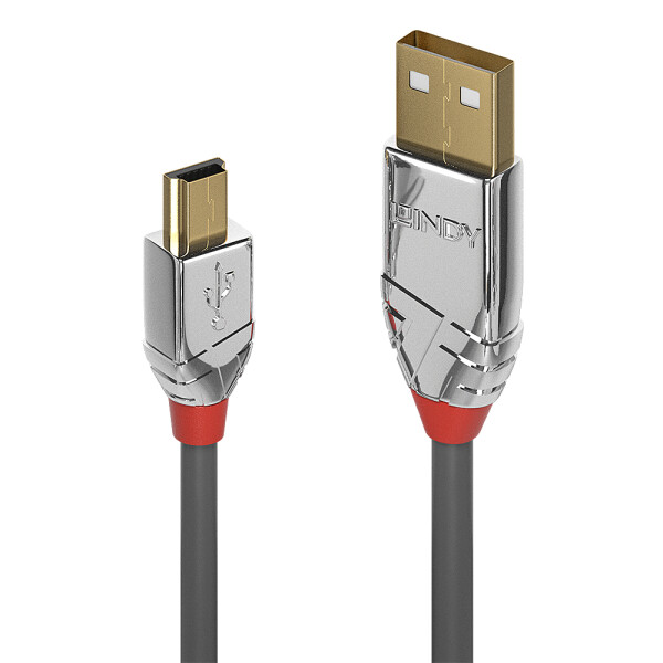 Lindy 36631, 1 m, USB A, Mini-USB B, USB 2.0, 0,48 Gbit/s, Grau
