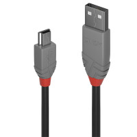 Lindy 36722 1m USB A Mini-USB B Männlich Männlich Schwarz - Grau USB Kabel