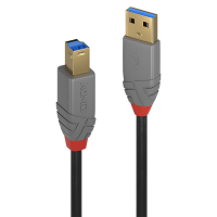 Lindy 36743, 3 m, USB A, USB B, USB 3.2 Gen 1 (3.1 Gen 1), 5 Gbit/s, Schwarz, Grau