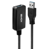 Lindy 43155, 5 m, USB A, USB A, USB 3.2 Gen 1 (3.1 Gen 1), 5 Gbit/s, Schwarz