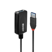 Lindy 43155, 5 m, USB A, USB A, USB 3.2 Gen 1 (3.1 Gen 1), 5 Gbit/s, Schwarz
