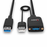 Lindy 35m USB 3.2 Gen 2 Typ A Hybridkabel, USB 3.2 Gen 2 (3.1 Gen 2) Type-A, USB 3.2 Gen 2 (3.1 Gen 2) Type-A, 100 Mbit/s, Schwarz, Acrylnitril-Butadien-Styrol (ABS), Rundkabel