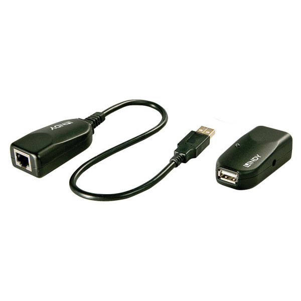 Lindy 42693, Netzwerksender & -empfänger, 50 m, 480 Mbit/s, Cat5, Cat5e, Cat6, LG-8311, Schwarz