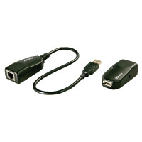 Lindy 42693, Netzwerksender & -empfänger, 50 m, 480 Mbit/s, Cat5, Cat5e, Cat6, LG-8311, Schwarz