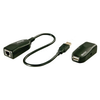 Lindy 42693, Netzwerksender & -empfänger, 50 m, 480 Mbit/s, Cat5, Cat5e, Cat6, LG-8311, Schwarz