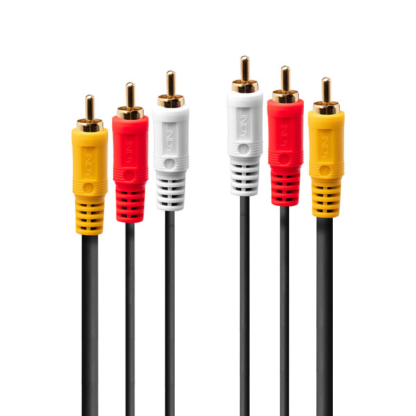 Lindy 35691, 2 m, 3 x RCA, 3 x RCA, Männlich, Männlich, Schwarz