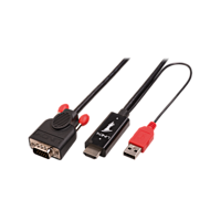 Lindy 41455, 1 m, HDMI + USB, VGA (D-Sub), Männlich, Männlich, Schwarz