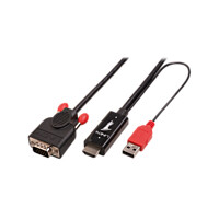 Lindy 41455, 1 m, HDMI + USB, VGA (D-Sub), Männlich, Männlich, Schwarz