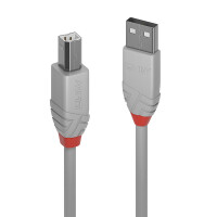 Lindy 36682, 1 m, USB A, USB B, USB 2.0, 0,48 Gbit/s, Grau