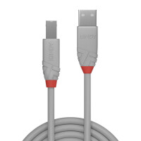 Lindy 36682, 1 m, USB A, USB B, USB 2.0, 0,48 Gbit/s, Grau