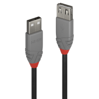 Lindy 36703, 2 m, USB A, USB A, USB 2.0, 0,48 Gbit/s, Schwarz, Grau