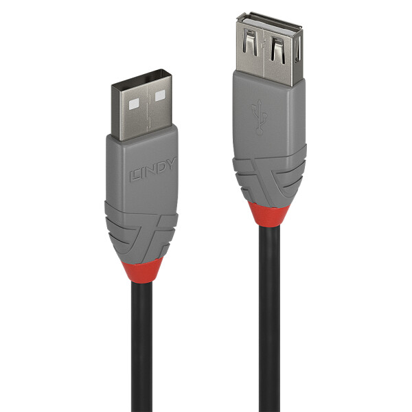 Lindy 36700, 0,2 m, USB A, USB A, USB 2.0, 0,48 Gbit/s, Schwarz, Grau