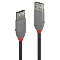 Lindy 36700, 0,2 m, USB A, USB A, USB 2.0, 0,48 Gbit/s, Schwarz, Grau