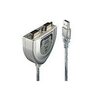 Lindy 42889, Silber, 0,6 m, USB Typ-A, DB-9, Männlich, Männlich