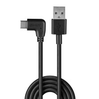 Lindy 32001, 1 m, USB A, USB C, USB 2.0, Schwarz