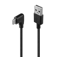 Lindy 32001, 1 m, USB A, USB C, USB 2.0, Schwarz