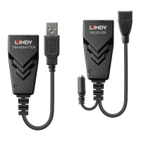 Lindy 42674, Netzwerksender & -empfänger, 100 m, 480 Mbit/s, Cat5e, Cat6, CH317Q, CH536G, Schwarz