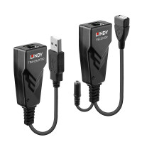 Lindy 42674, Netzwerksender & -empfänger, 100 m, 480 Mbit/s, Cat5e, Cat6, CH317Q, CH536G, Schwarz