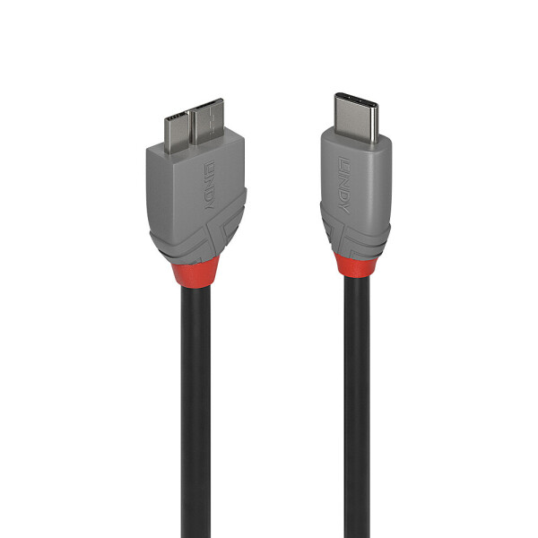 Lindy 36623, 3 m, USB C, Micro-USB B, USB 3.2 Gen 1 (3.1 Gen 1), 500 Mbit/s, Schwarz