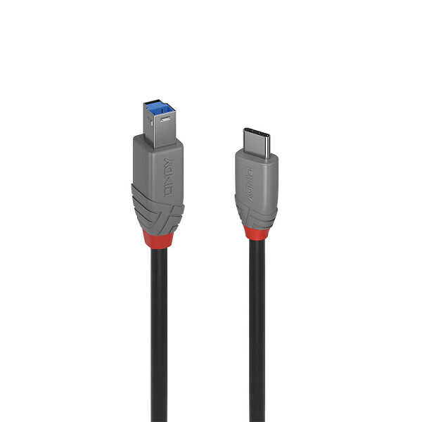 Lindy 36665, 0,5 m, USB C, USB B, USB 3.2 Gen 1 (3.1 Gen 1), 500 Mbit/s, Schwarz