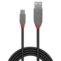 Lindy 36730, 0,2 m, USB A, Micro-USB B, USB 2.0, 0,48 Gbit/s, Schwarz, Grau