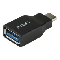 Lindy 41899, USB 3.1-C, USB 3.1-A, Schwarz