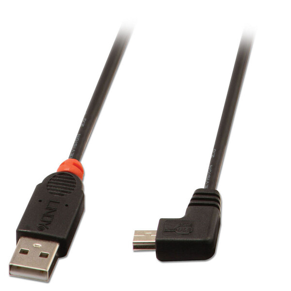 Lindy 31970, 0,5 m, USB A, Mini-USB B, USB 2.0, Männlich/Männlich, Schwarz