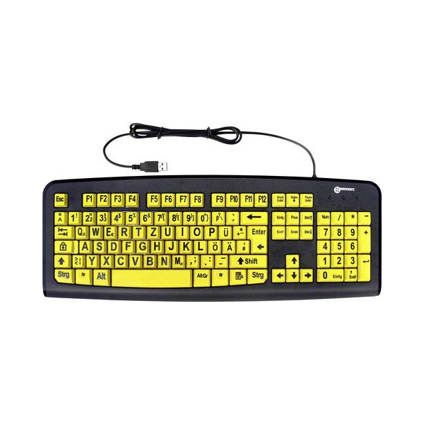 Conrad Electronic SE Conrad 1594435, Kabelgebunden, USB, QWERTZ, Schwarz, Gelb