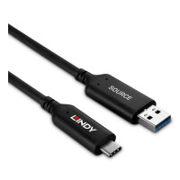 Lindy 43395, 10 m, USB A, USB C, USB 3.2 Gen 1 (3.1 Gen 1), 5 Gbit/s, Schwarz