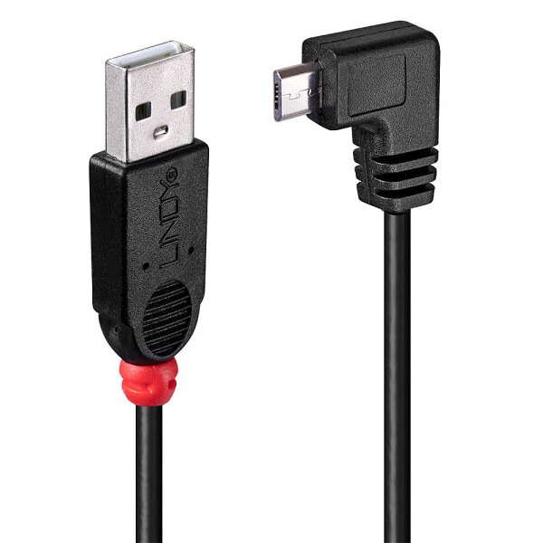 Lindy 31975, 0,5 m, USB A, Micro-USB B, USB 2.0, Männlich/Männlich, Schwarz