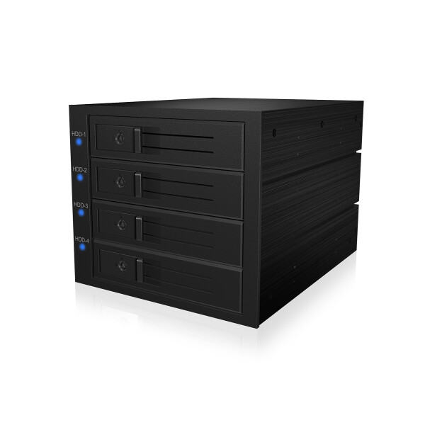 ICY BOX IB-574SSK-12G, 8,89 cm (3.5"), Rückwand, 3.5", SATA III, Serial Attached SCSI (SAS), Schwarz, Aluminium, Kunststoff, Stahl