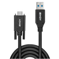 Lindy 41879, 1 m, USB A, USB C, USB 3.2 Gen 2 (3.1 Gen 2), 10 Gbit/s, Schwarz
