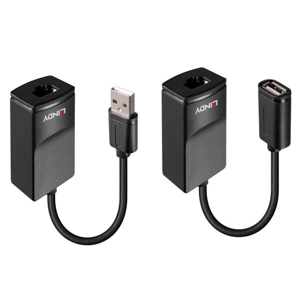 Lindy 43365, Netzwerksender & -empfänger, 60 m, 12 Mbit/s, Cat5e, Cat6, Schwarz, Kunststoff
