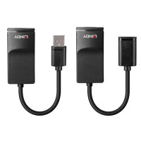 Lindy 43365, Netzwerksender & -empfänger, 60 m, 12 Mbit/s, Cat5e, Cat6, Schwarz, Kunststoff