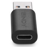 Lindy 41904, USB 3.2 Type A, USB 3.2 Type C, Schwarz